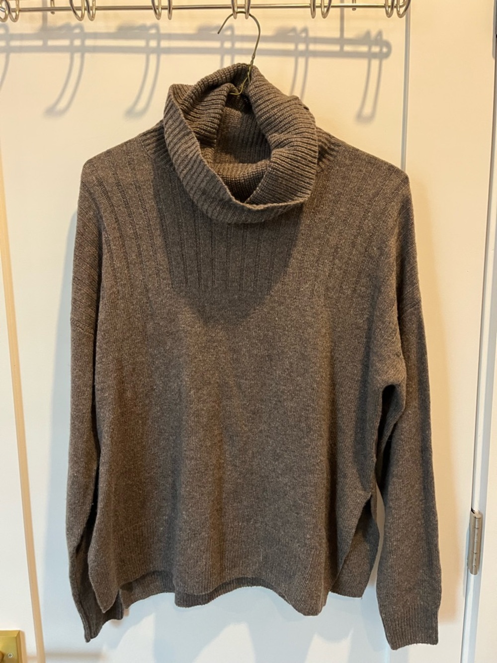 Madewell Taupe Ribbed Turtleneck Sweater